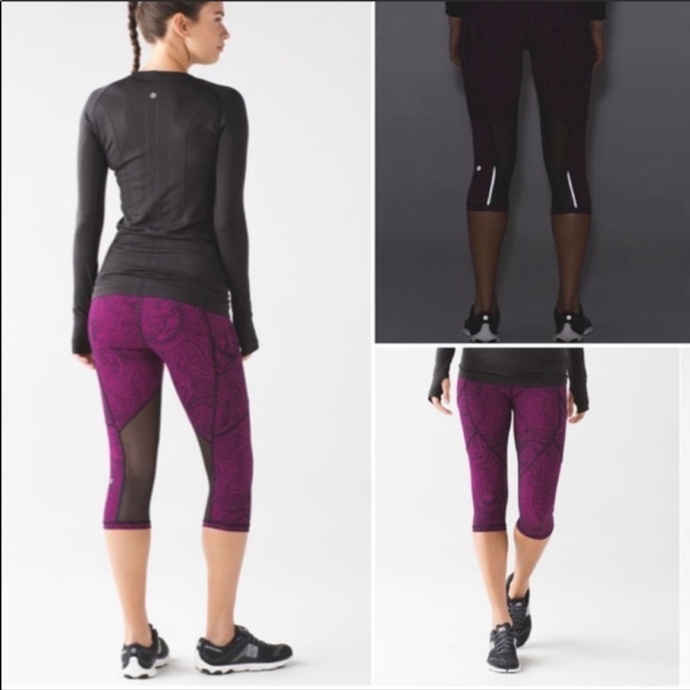 Lululemon | Outrun 17" Crop Paisley mesh Legging